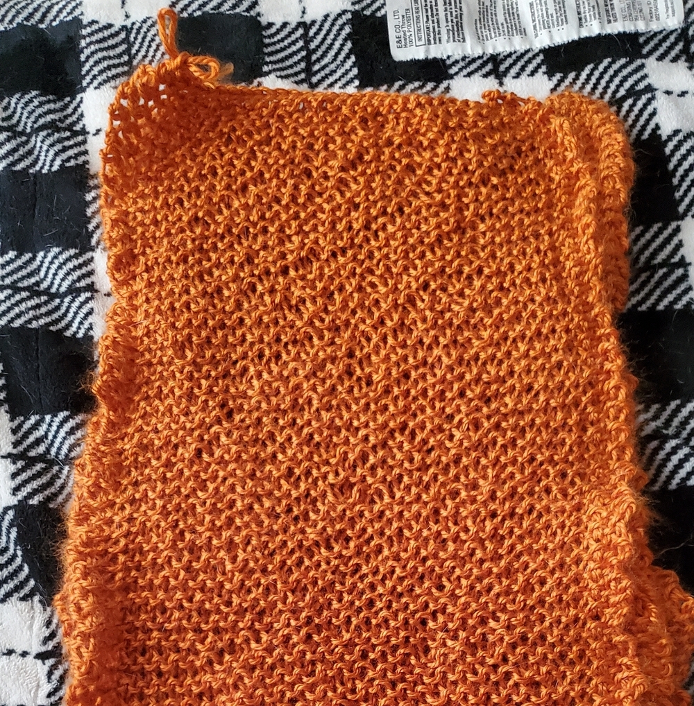 Handknit Orange Textured Scarf Panel